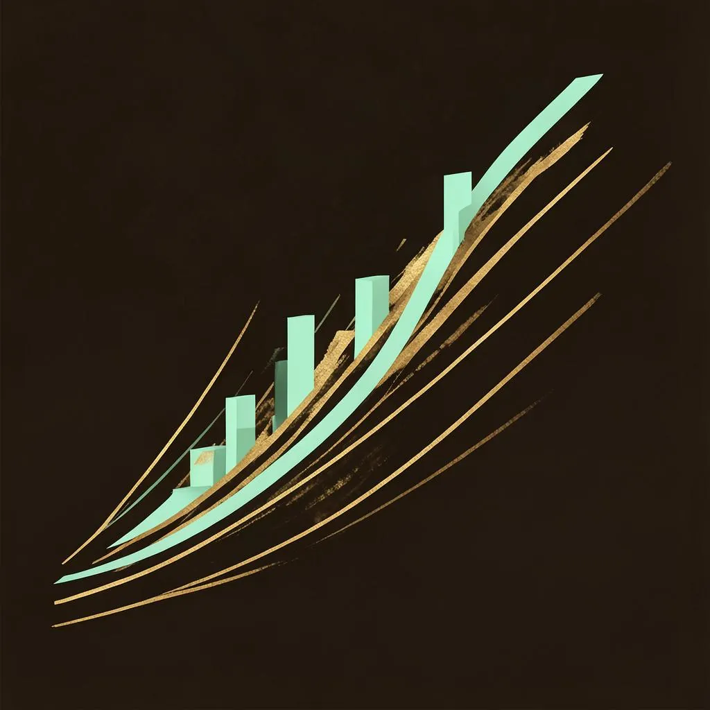 Abstract ascending curves and bars representing capital allocation value creation.