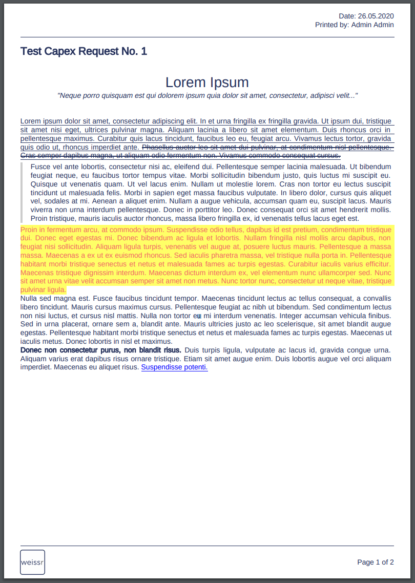 Weissr software screenshot
