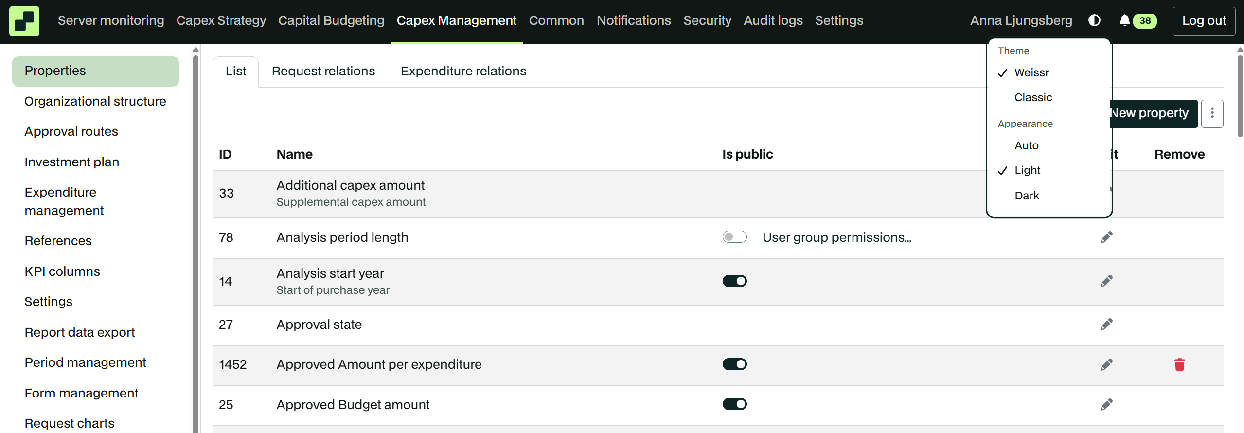 Administration with the same new colours as Capex Management and Capex Strategy.